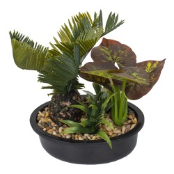 Decoratiune artificiala, model palmier, ghiveci plastic oval, 21x19x13.5 cm, B.S.P. / SL673