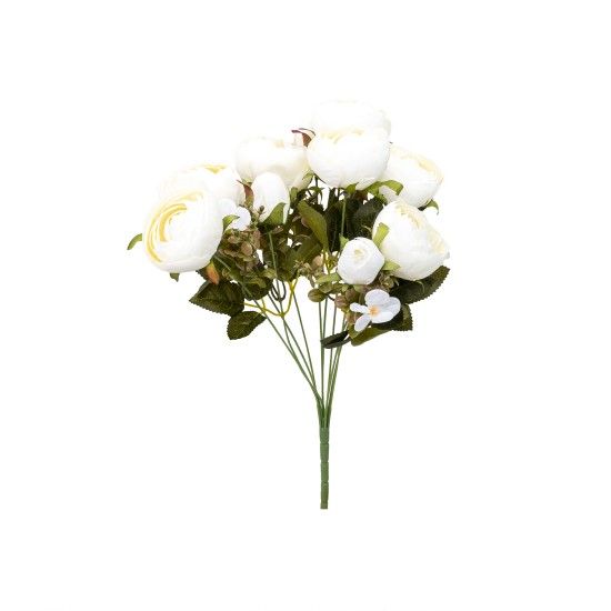 Buchet bujor artificial, 10 fire, culoare crem, h 46 cm, B.S.P. / SL680_Crem