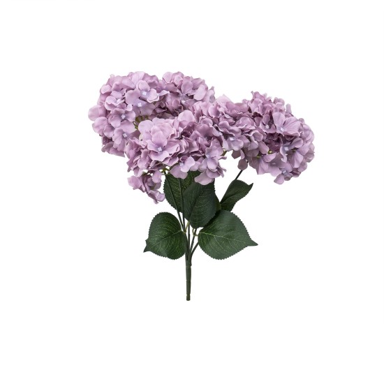 Buchet hortensie artificiala, 5 capete, culoare mov, h-44 cm, B.S.P. / SL684_Mov