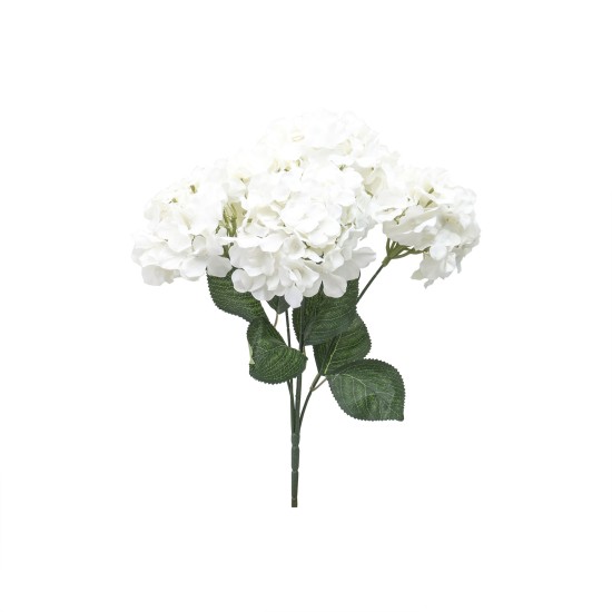Buchet hortensie artificiala, 5 capete, culoare Aalb, h-44 cm, B.S.P. / SL684_Alb