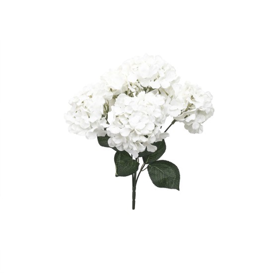 Buchet hortensie artificiala, 5 capete, culoare Aalb, h-44 cm, B.S.P. / SL684_Alb