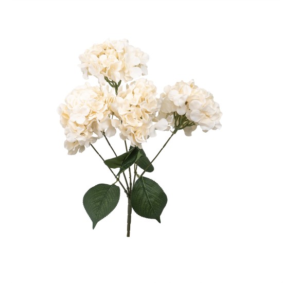 Buchet hortensie artificiala, 5 capete, culoare crem, h-44 cm, B.S.P. / SL684_Crem