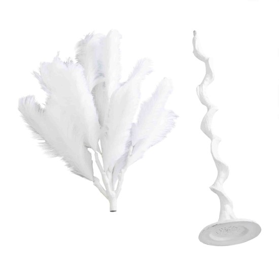 Copac trunghi spiralat, puf sintetic, culoare alb, H 170cm, B.S.P. / SL691_A