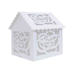 Cutie de dar pentru evenimente, imprimeu floral, 25x26x30 cm, culoare alb, B.S.P. / SL707