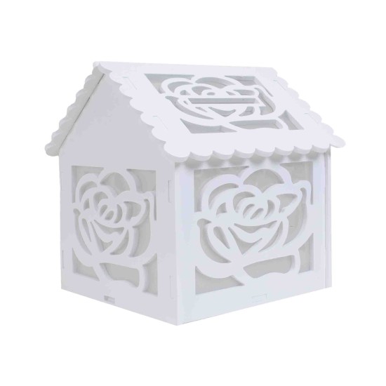 Cutie de dar pentru evenimente, imprimeu floral, 25x26x30 cm, culoare alb, B.S.P. / SL707