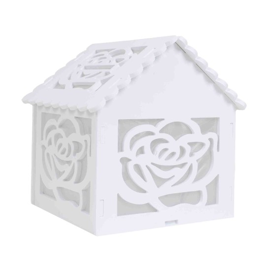 Cutie de dar pentru evenimente, imprimeu floral, 25x26x30 cm, culoare alb, B.S.P. / SL707