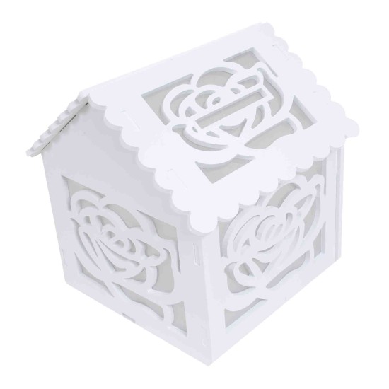 Cutie de dar pentru evenimente, imprimeu floral, 25x26x30 cm, culoare alb, B.S.P. / SL707