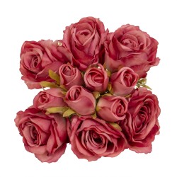 Buchet 12 trandafri artificiali, culoare roz inchis, H 35 cm, B.S.P. / SL737_5