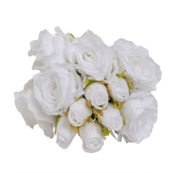Buchet 12 trandafri artificiali, culoare alb, H 35 cm, B.S.P. / SL737_3