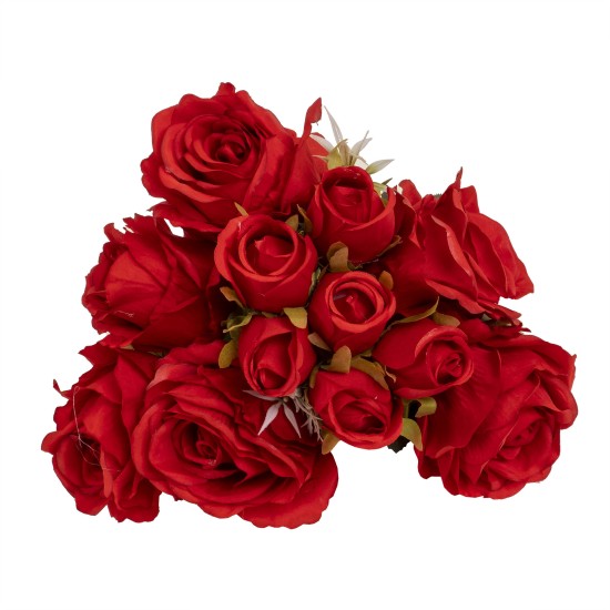 Buchet 12 trandafri artificiali, culoare rosu, H 35 cm, B.S.P. / SL737_2