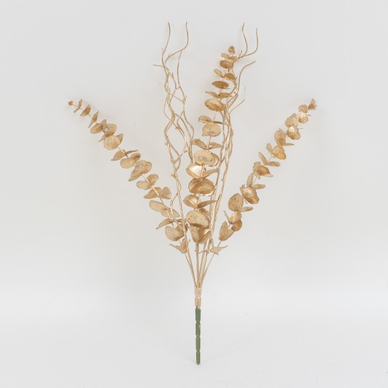 Buchet 7 fire eucalipt, culoare auriu, H 50 cm, B.S.P. / SL741