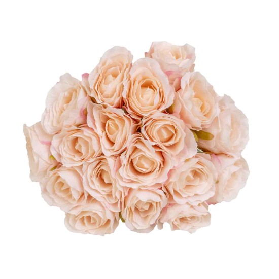 Buchet 18 trandafiri artificiali, culoare somon, H 35 cm , B.S.P. / SL753_3