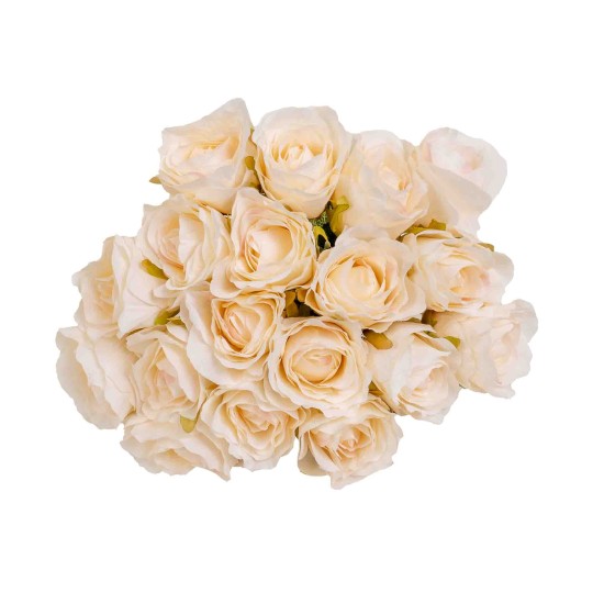 Buchet 18 trandafiri artificiali, culoare crem, H 35 cm , B.S.P. / SL753_1