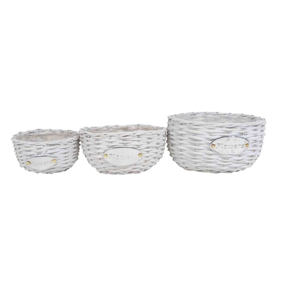 Set 3 cosuri rotunde, dimensiuni diferite, culoare alb, B.S.P. / SL756