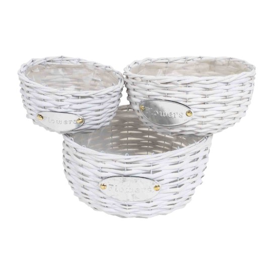 Set 3 cosuri rotunde, dimensiuni diferite, culoare alb, B.S.P. / SL756