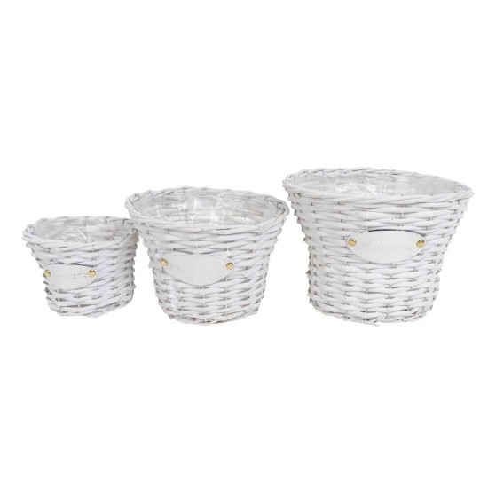 Set 3 cosuri rotunde, dimensiuni diferite, culoare alb, B.S.P. / SL757