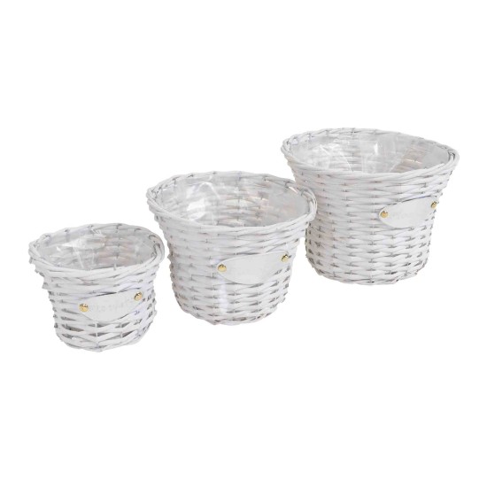 Set 3 cosuri rotunde, dimensiuni diferite, culoare alb, B.S.P. / SL757