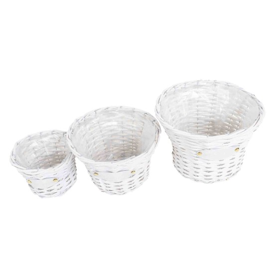 Set 3 cosuri rotunde, dimensiuni diferite, culoare alb, B.S.P. / SL757