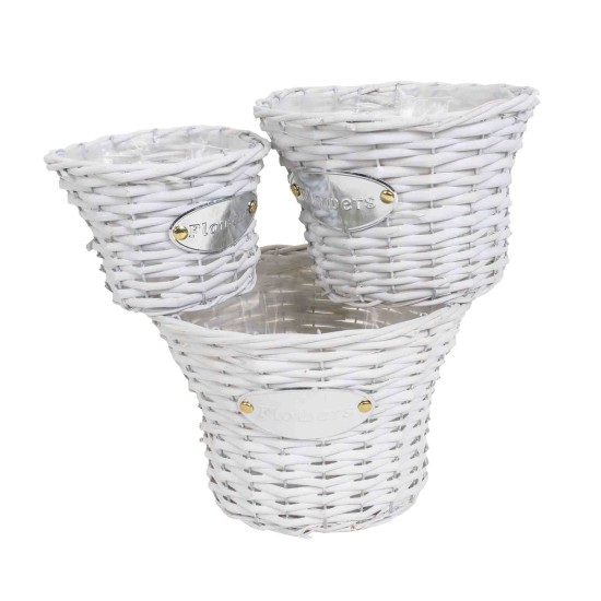 Set 3 cosuri rotunde, dimensiuni diferite, culoare alb, B.S.P. / SL757