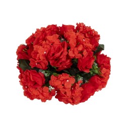 Aranjament floral, hotensie + trandafir, culoare rosu Ø 35 cm, B.S.P. / SL822_2