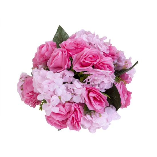 Aranjament floral, hotensie + trandafir, culoare roz Ø 35 cm, B.S.P. / SL822_4