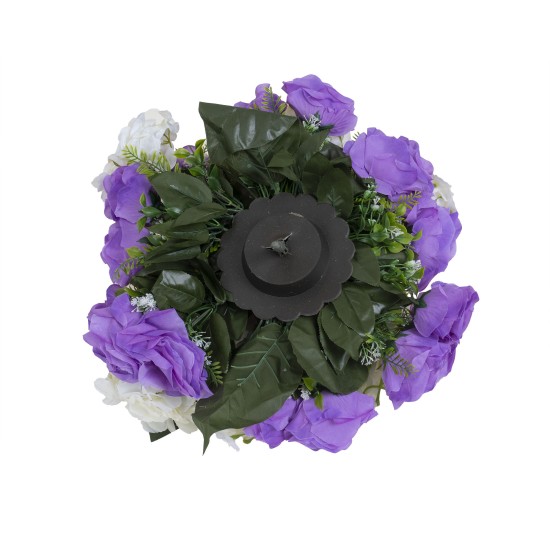 Aranjament floral, hotensie + trandafir, culoare mov Ø 35 cm, B.S.P. / SL822_5