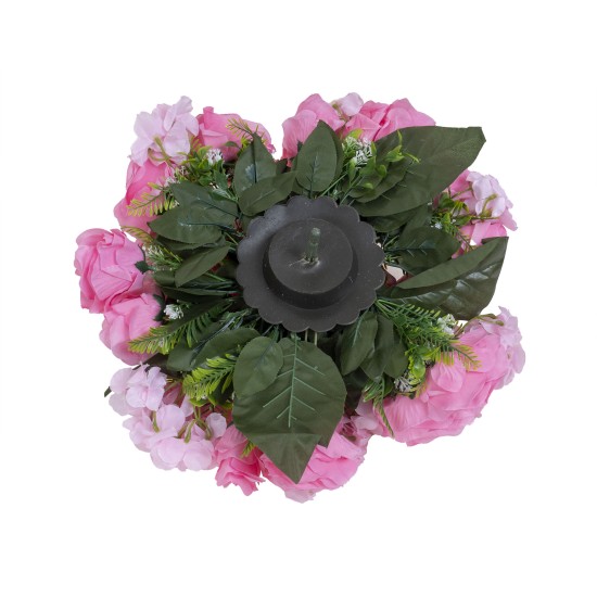 Aranjament floral, hotensie + trandafir, culoare roz Ø 35 cm, B.S.P. / SL822_4