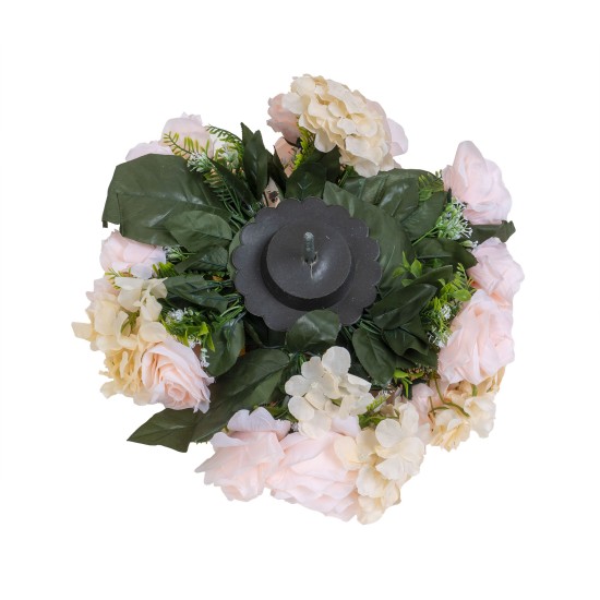 Aranjament floral, hotensie + trandafir, culoare somon Ø 35 cm, B.S.P. / SL822_3