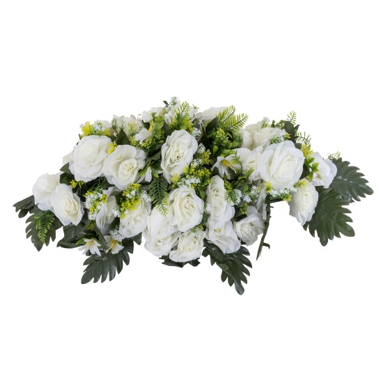 Aranjament floral, culoare alb, 62x18 cm, B.S.P. / SL825