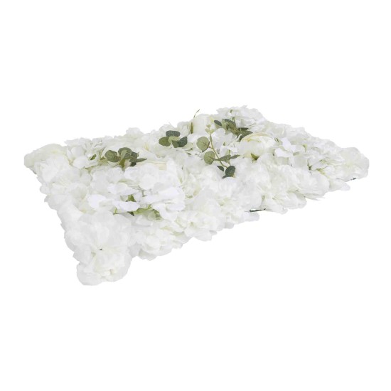 Panou din flori artificiale, model hortensie + bujor, culoare alb, 40X60 cm, B.S.P. / SL826