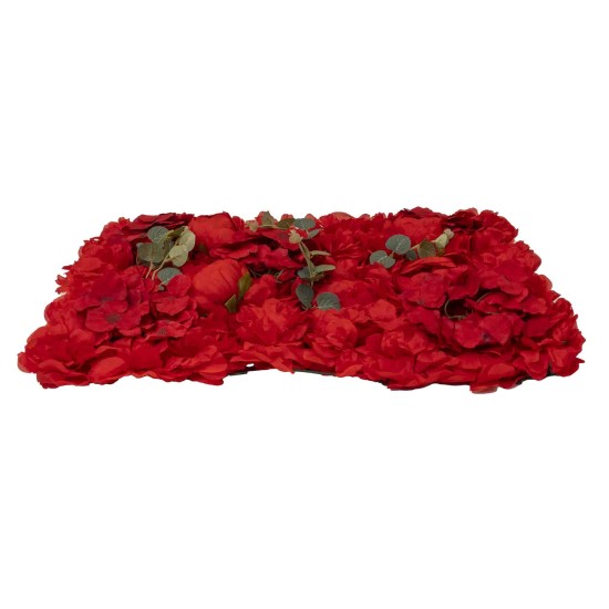 Panou din flori artificiale, model bujor + hortensie, culoare rosu, 40x60 cm, B.S.P. / SL826_2