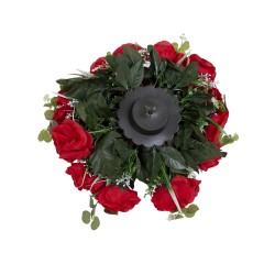 Aranjament floral, trandafir + eucalipt, culoare rosu , Ø 35 cm, B.S.P. / SL857