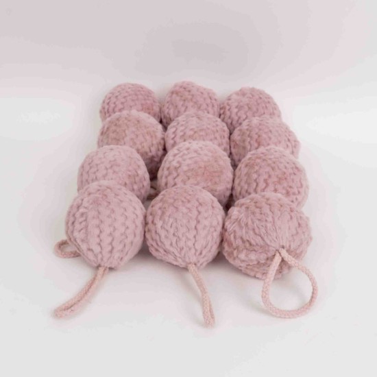 Decoratiune craciun, model glob, culoare roz, 12/set, Ø 8 cm, B.S.P. / SL875_2