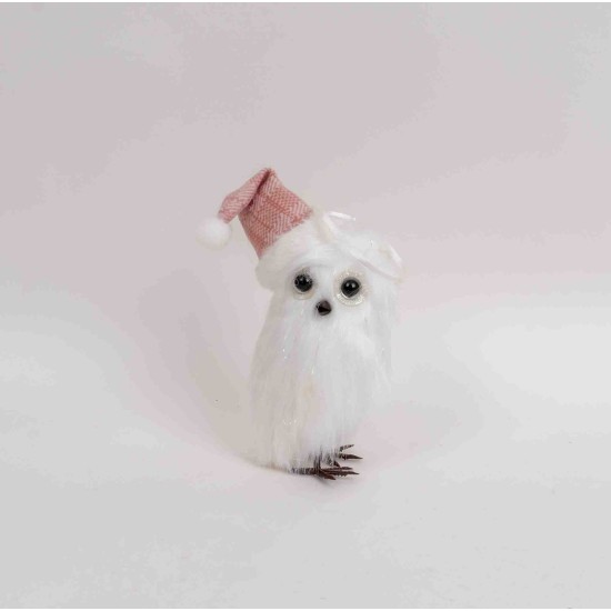 Decoratiune craciun, model bufnita, culoare alb, 6/set, 15 cm, B.S.P. / SL876