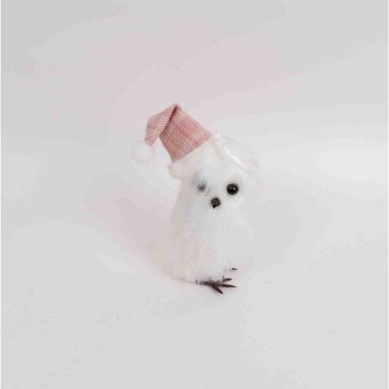 Decoratiune craciun, model bufnita, culoare alb, 6/set, 15 cm, B.S.P. / SL876