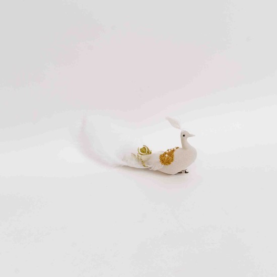 Decoratiune craciun, model paun, culoare alb, 25 cm, B.S.P. / SL877_2