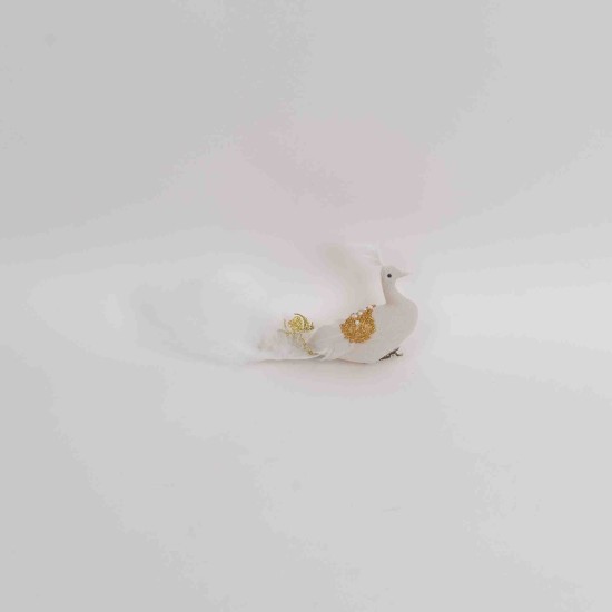 Decoratiune craciun, model paun, culoare alb, 25 cm, B.S.P. / SL877_2