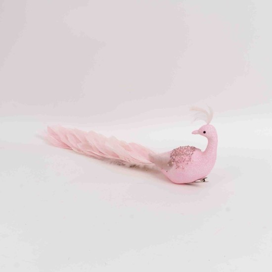 Decoratiune craciun, model paun, culoare roz, 50 cm, B.S.P. / SL878_1