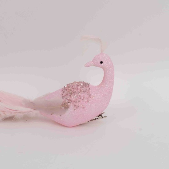 Decoratiune craciun, model paun, culoare roz, 50 cm, B.S.P. / SL878_1