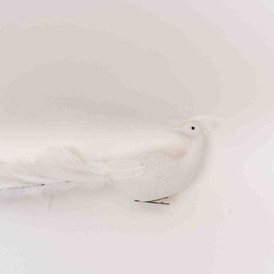 Decoratiune craciun, model paun, culoare alb, 50 cm, B.S.P. / SL878_2