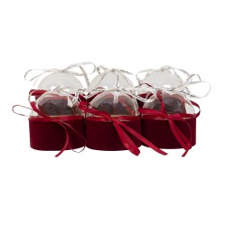 Set 6 cutii cilindrice, din catifea, capac transparent, culoare grena, B.S.P. / SL946_4