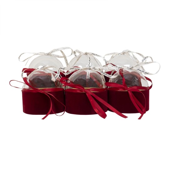 Set 6 cutii cilindrice, din catifea, capac transparent, culoare grena, B.S.P. / SL946_4