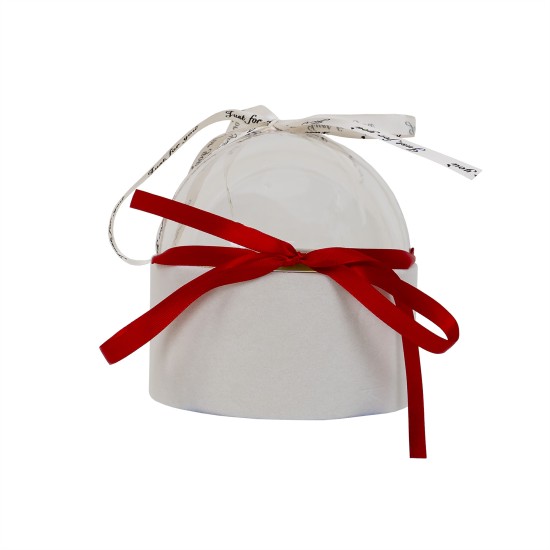 Set 6 cutii cilindrice, din catifea, capac transparent, culoare alb, B.S.P. / SL946_2