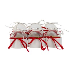 Set 6 cutii cilindrice, din catifea, capac transparent, culoare alb, B.S.P. / SL946_2