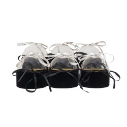 Set 6 cutii cilindrice, din catifea, capac transparent, culoare negru, B.S.P. / SL946_3