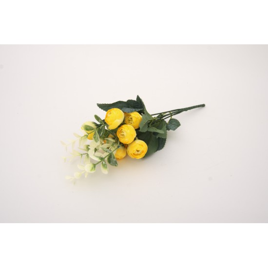 Buchet bujori + eucalpit artificial, culoare galben, H 30 cm, B.S.P. / AN111-4
