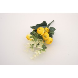 Buchet bujori + eucalpit artificial, culoare galben, H 30 cm, B.S.P. / AN111-4