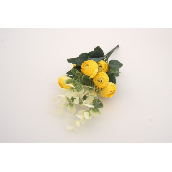 Buchet bujori + eucalpit artificial, culoare galben, H 30 cm, B.S.P. / AN111-4