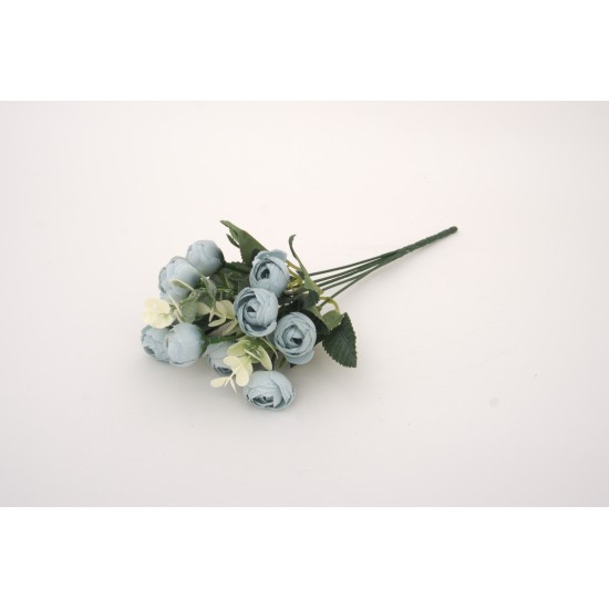 Buchet bujori + eucalpit artificial, culoare albastru, H 30 cm, B.S.P. / AN111-3