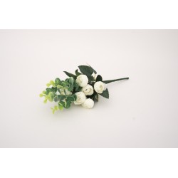Buchet bujori + eucalpit artificial, culoare alb, H 30 cm, B.S.P. / AN111-1